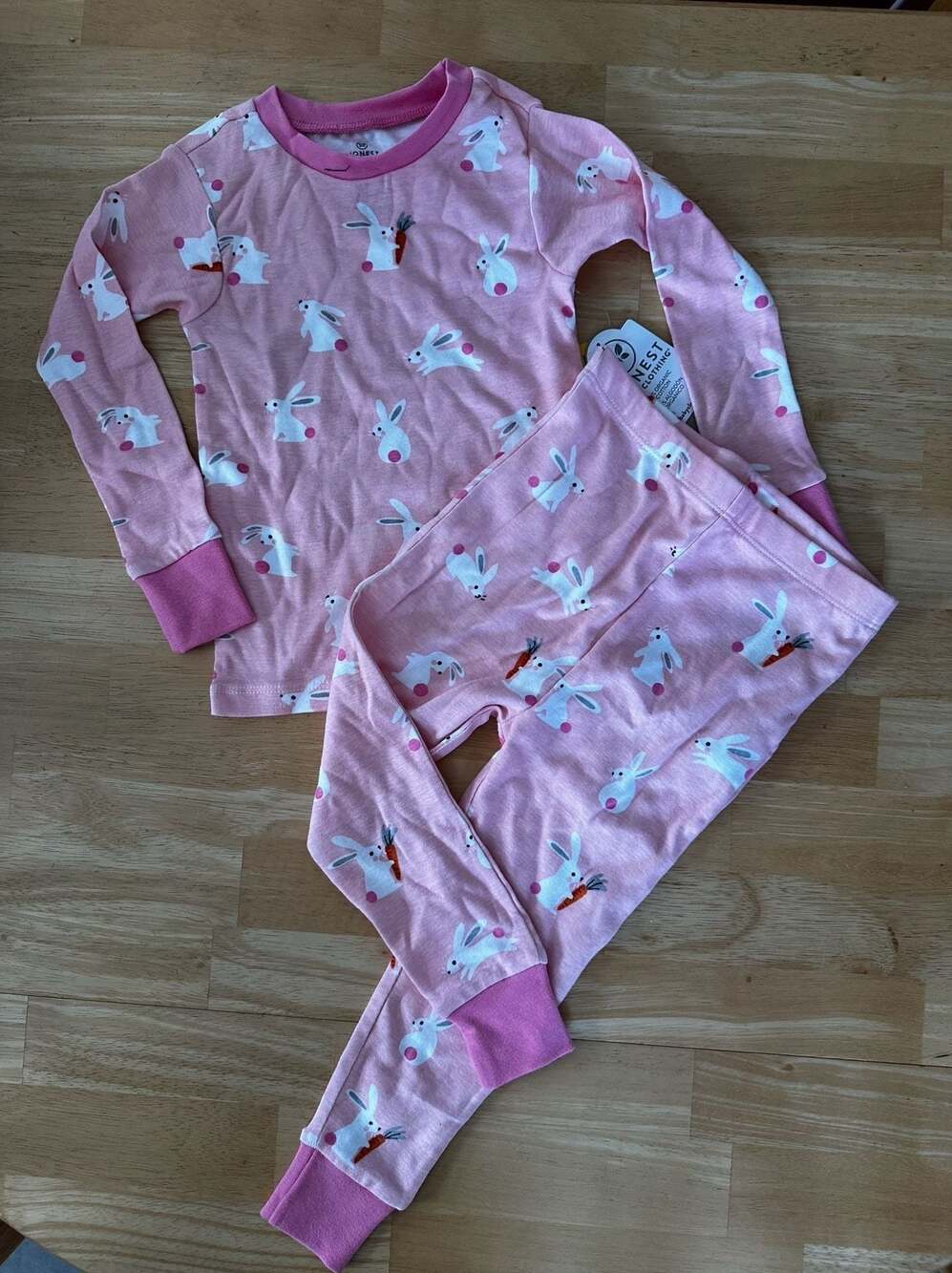 Honest Baby Clothing 2-Piece Organic Cotton Bunny Pajama Set, Pink, Size 24M